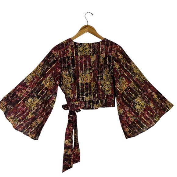 NWT Roopa Pemmaraju Bell-Sleeved Wrap Blouse for Anthropologie Womens Small - Picture 7 of 7